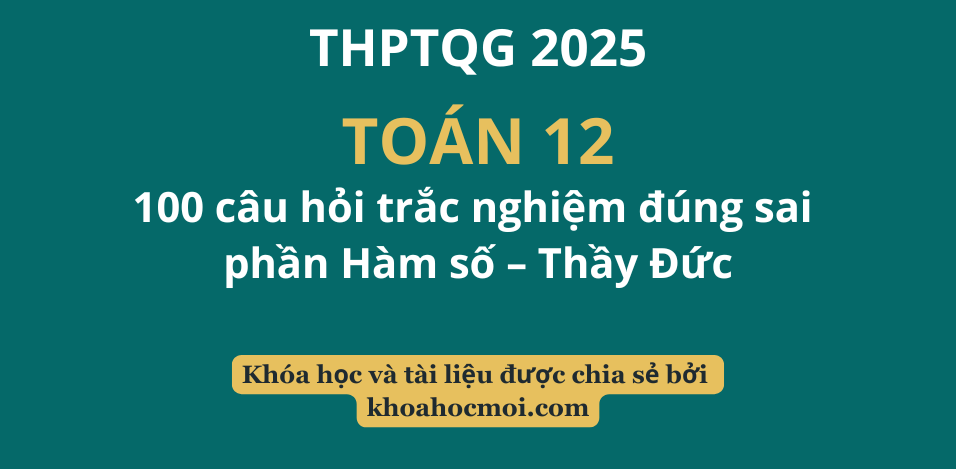 100 câu hỏi trắc nghiệm đúng sai phần Hàm số – Thầy Đức