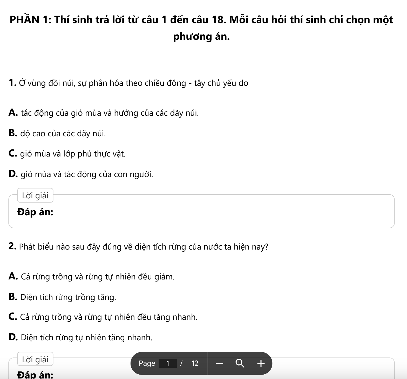 50 Đề Minh Họa Tốt Nghiệp THPT 2025 Môn Địa Lí