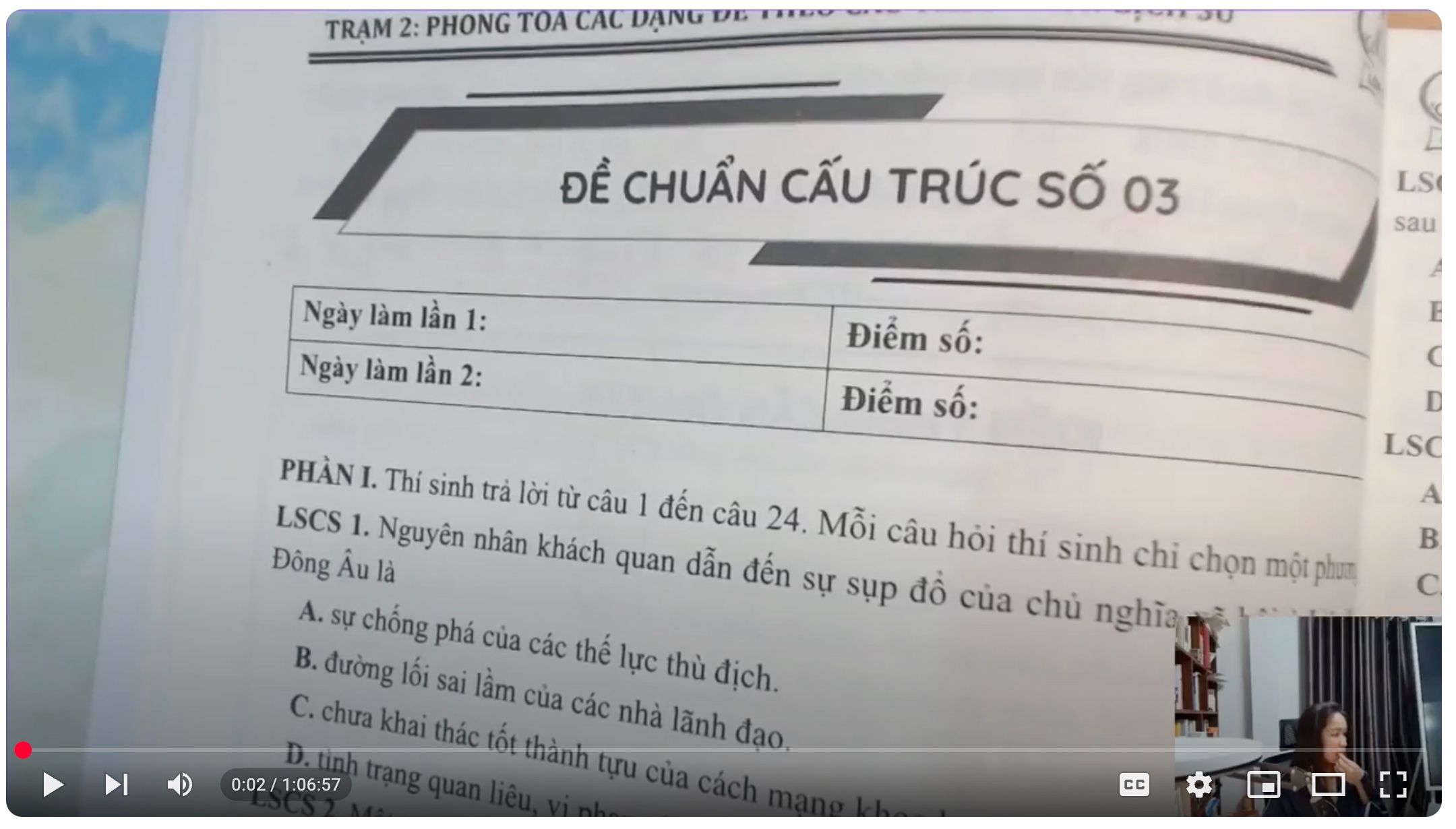 [LỊCH SỬ 12] BÀI GIẢNG SỬ CÔ HƯƠNG SEN - THỰC CHIẾN LUYỆN ĐỀ - ĐỀ 11 (ĐỀ 3 SÁCH TRẠM 2)
