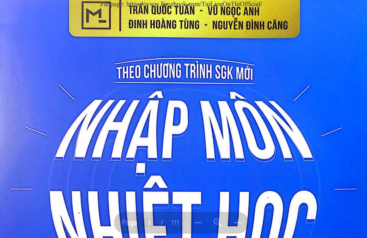 SÁCH VẬT LÝ NHIỆT MỚI thầy Vũ Ngọc Anh