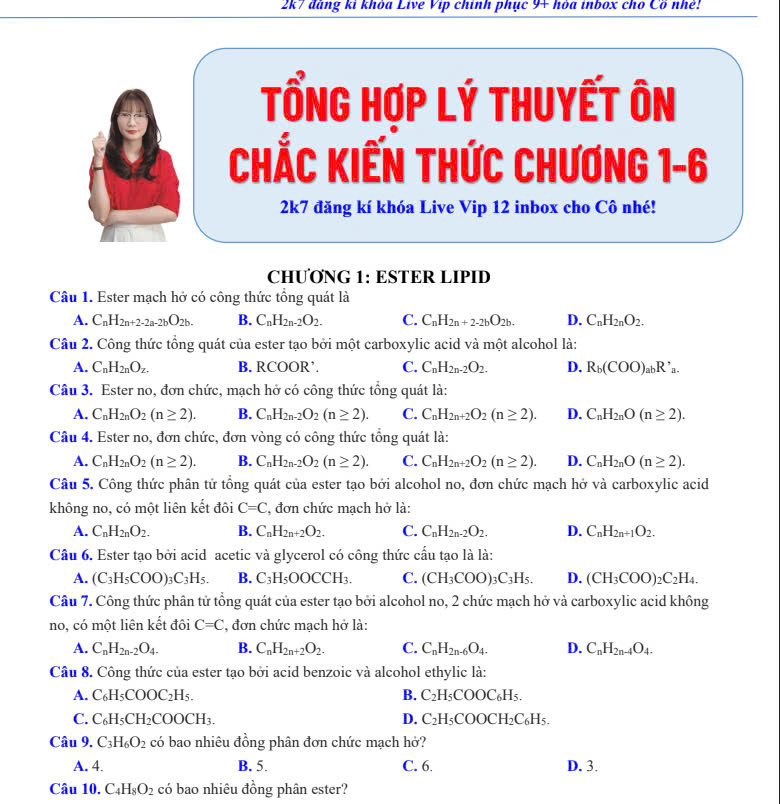 TỔNG ÔN LÝ THUYẾT HÓA CÔ THÂN THỊ LIÊN